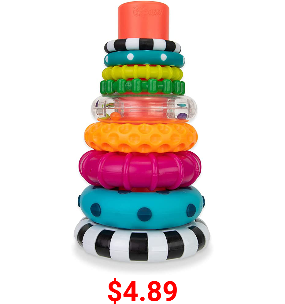 Stacks of Circles Stacking Ring STEM Learning Toy, Age 6+ Months, Multi, 9 Piece Set