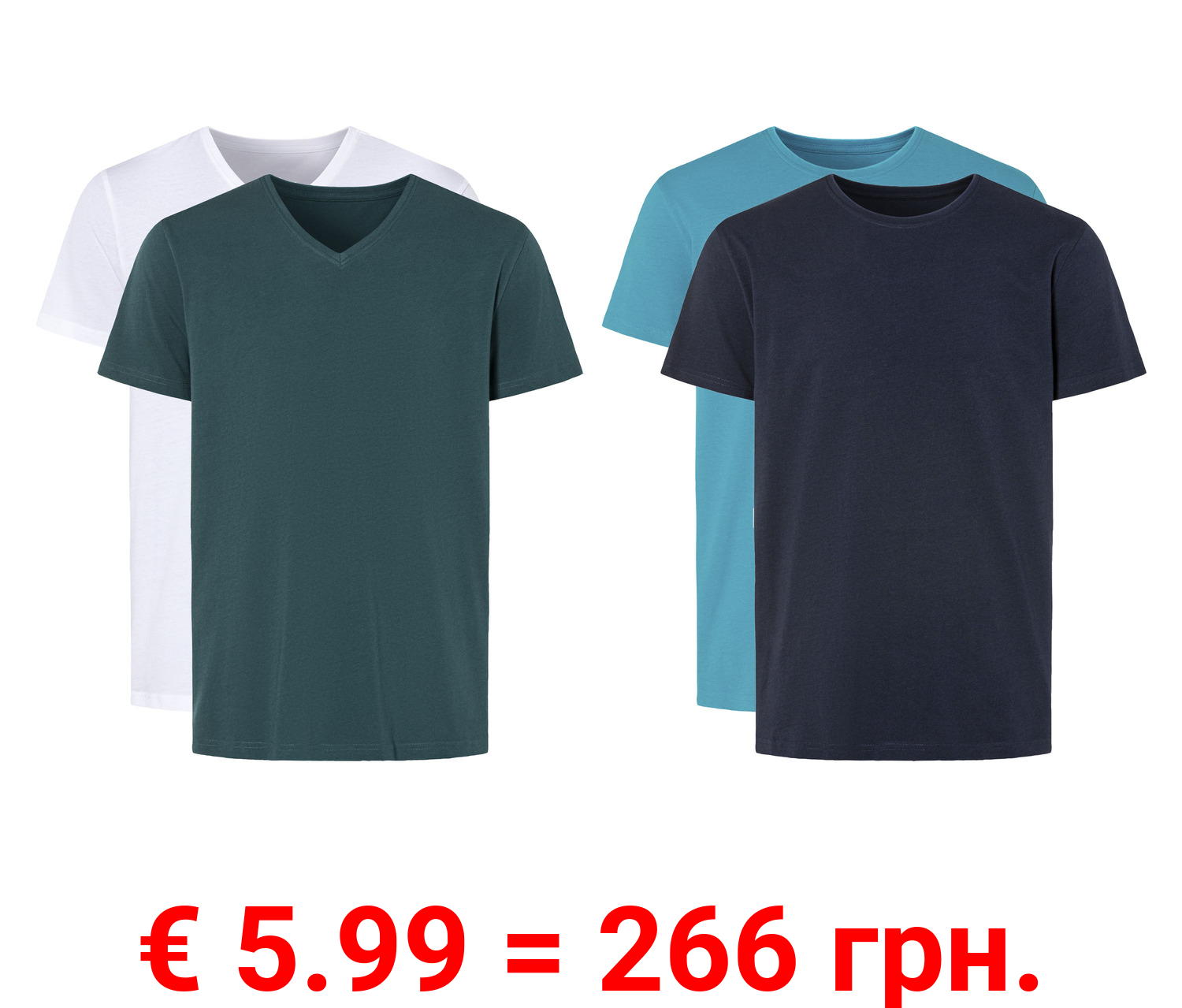 LIVERGY® Herren T-Shirts, 2 Stück, aus reiner Baumwolle