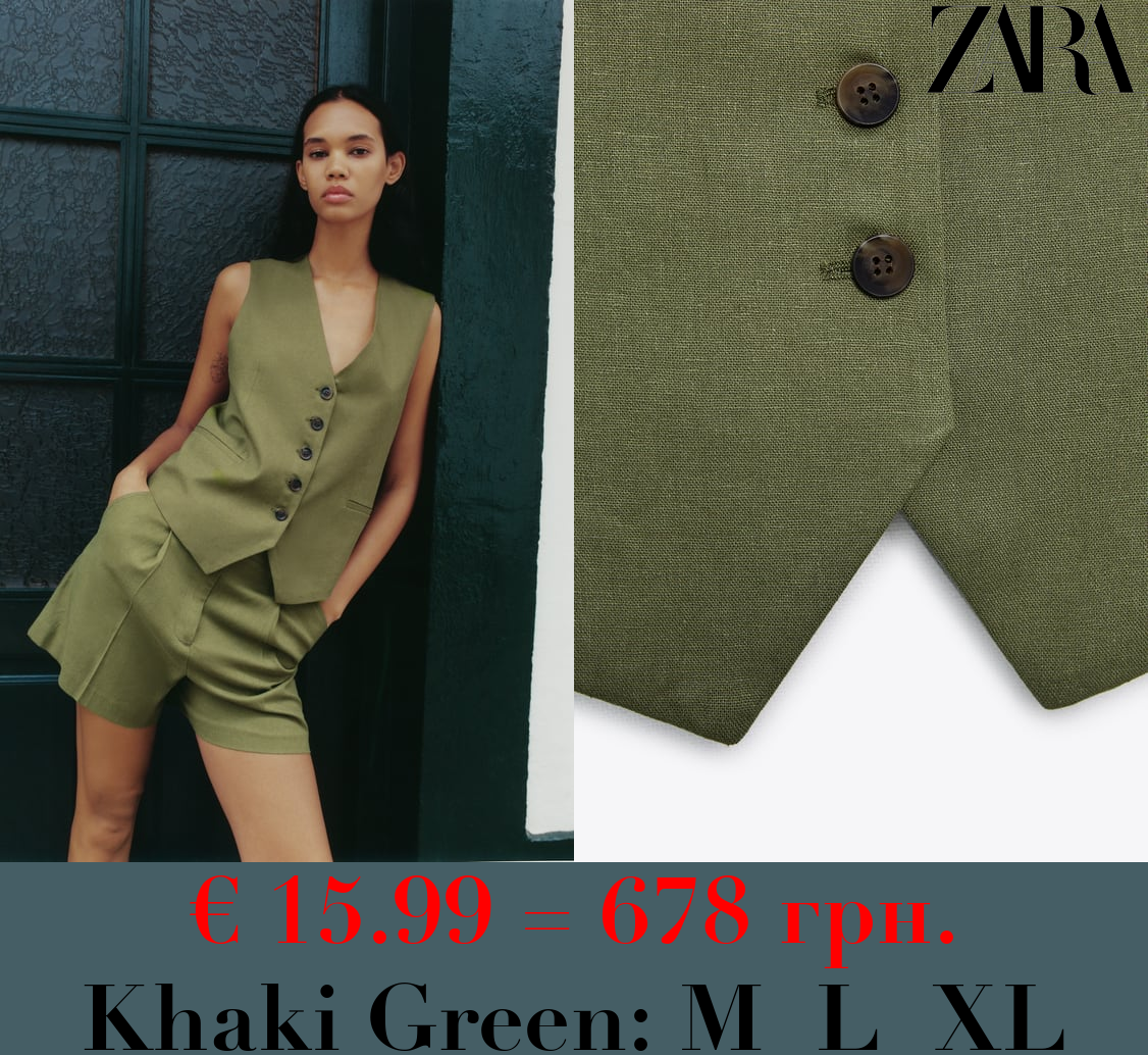TAILORED LINEN BLEND WAISTCOAT