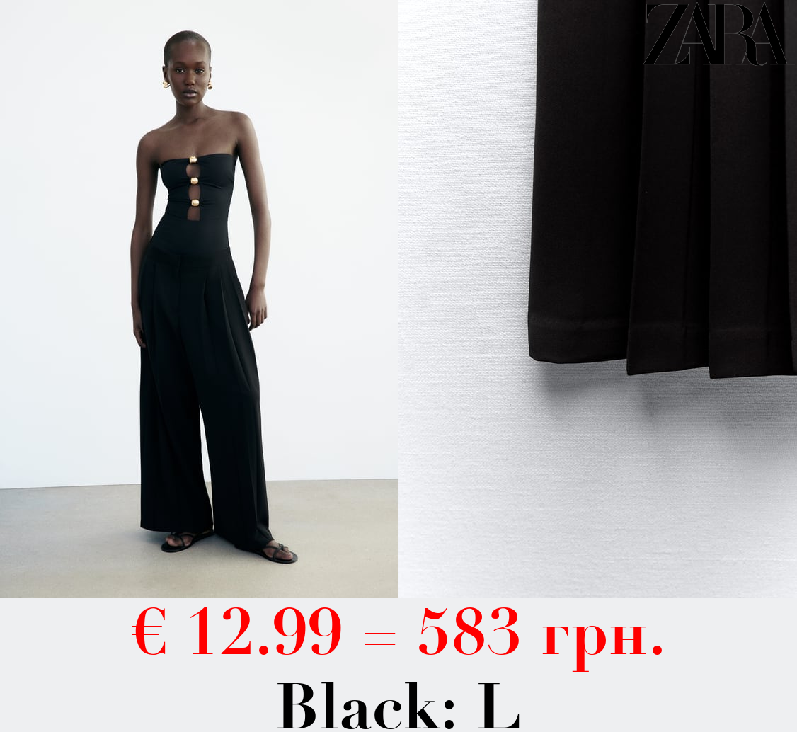 DARTED WIDE-LEG TROUSERS