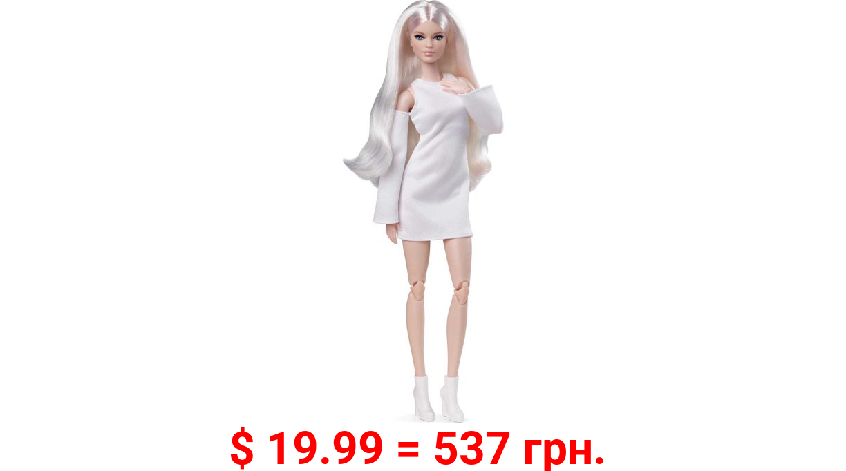 ​Barbie Signature Barbie Looks Doll, Tall, with Blonde Hair wearing White Dress