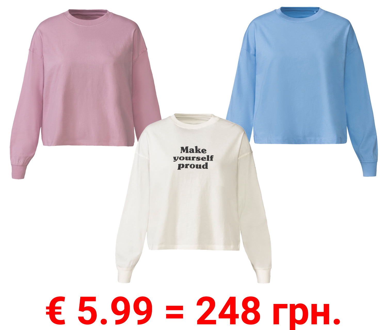 esmara® Damen Langarmshirt im modischem Oversize-Look