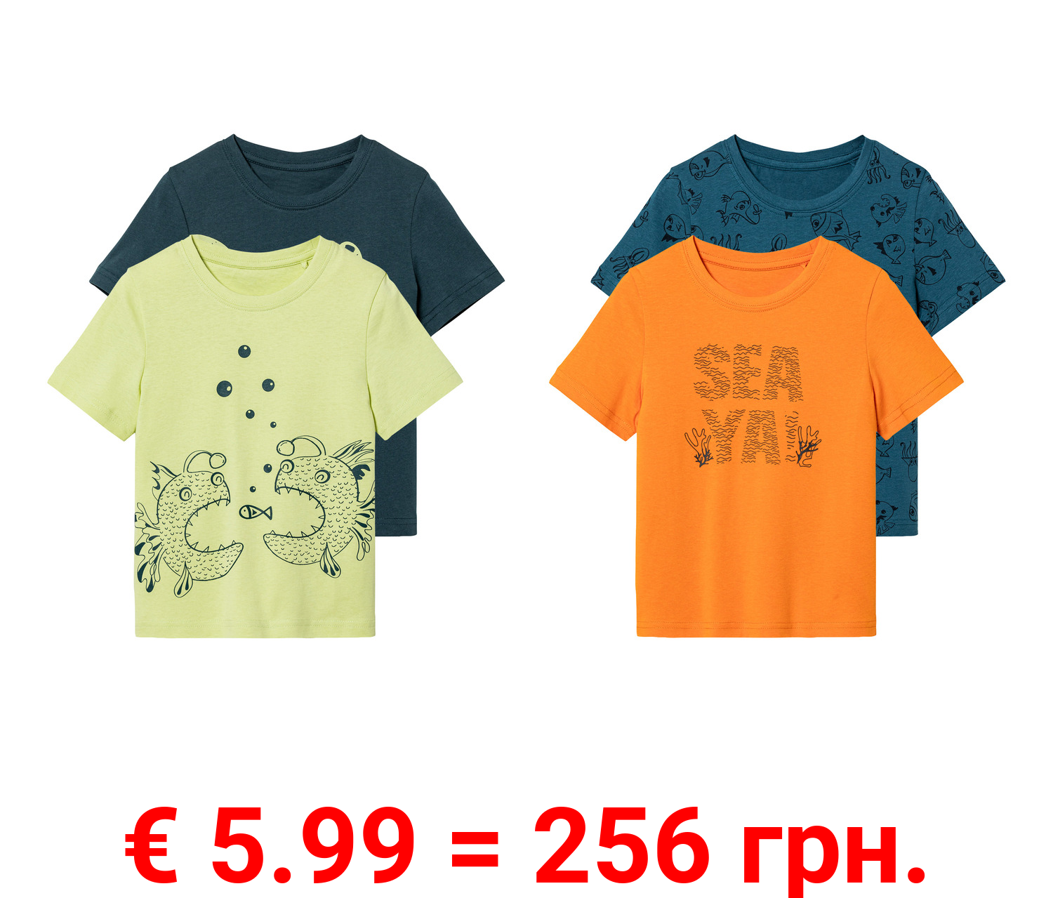 lupilu® Kleinkinder T-Shirts, 2 Stück, reine Baumwolle