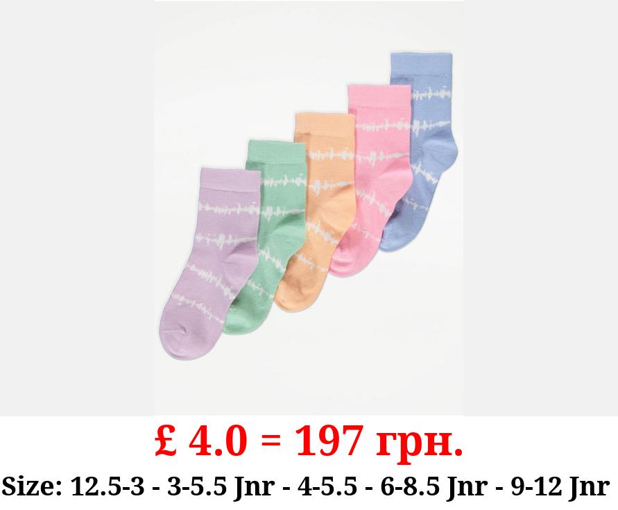 Pastel Tie Dye Cotton Rich Ankle Socks 5 Pack
