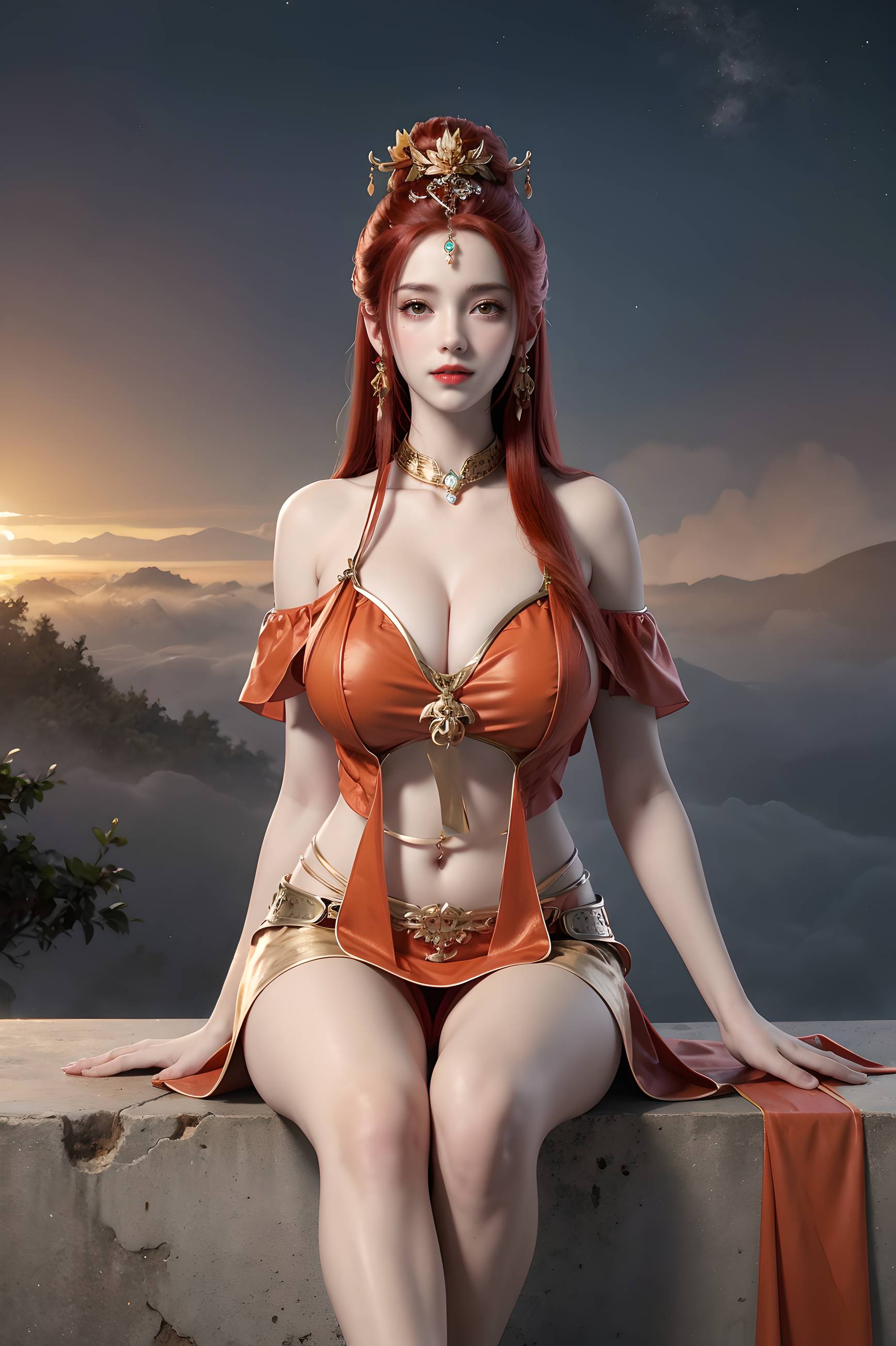 图片[82]-完美世界-曼珠沙华 户外红色礼服-六色网
