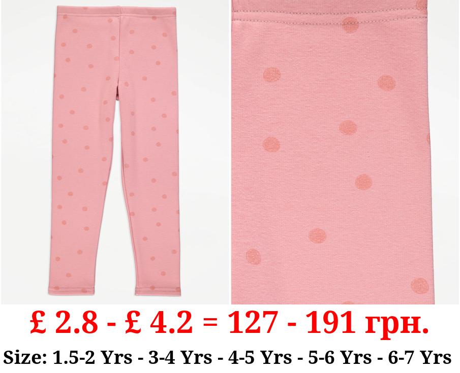 Pink Spot Print Fleece Lined Leggings