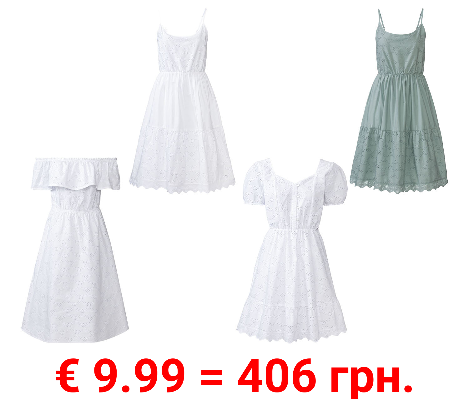 esmara Damen Kleid, tailliert geschnitten, mit modischer Lochstickerei