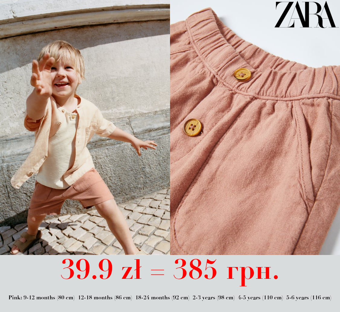 LINEN BLEND BERMUDA SHORTS