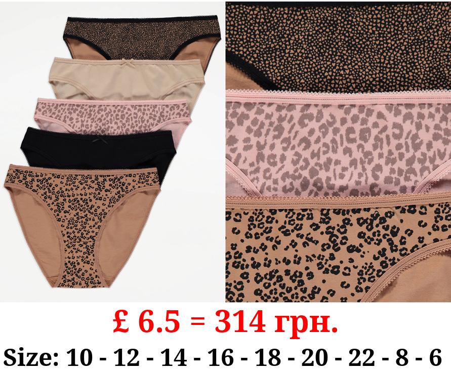 Animal High Leg Knickers 5 Pack