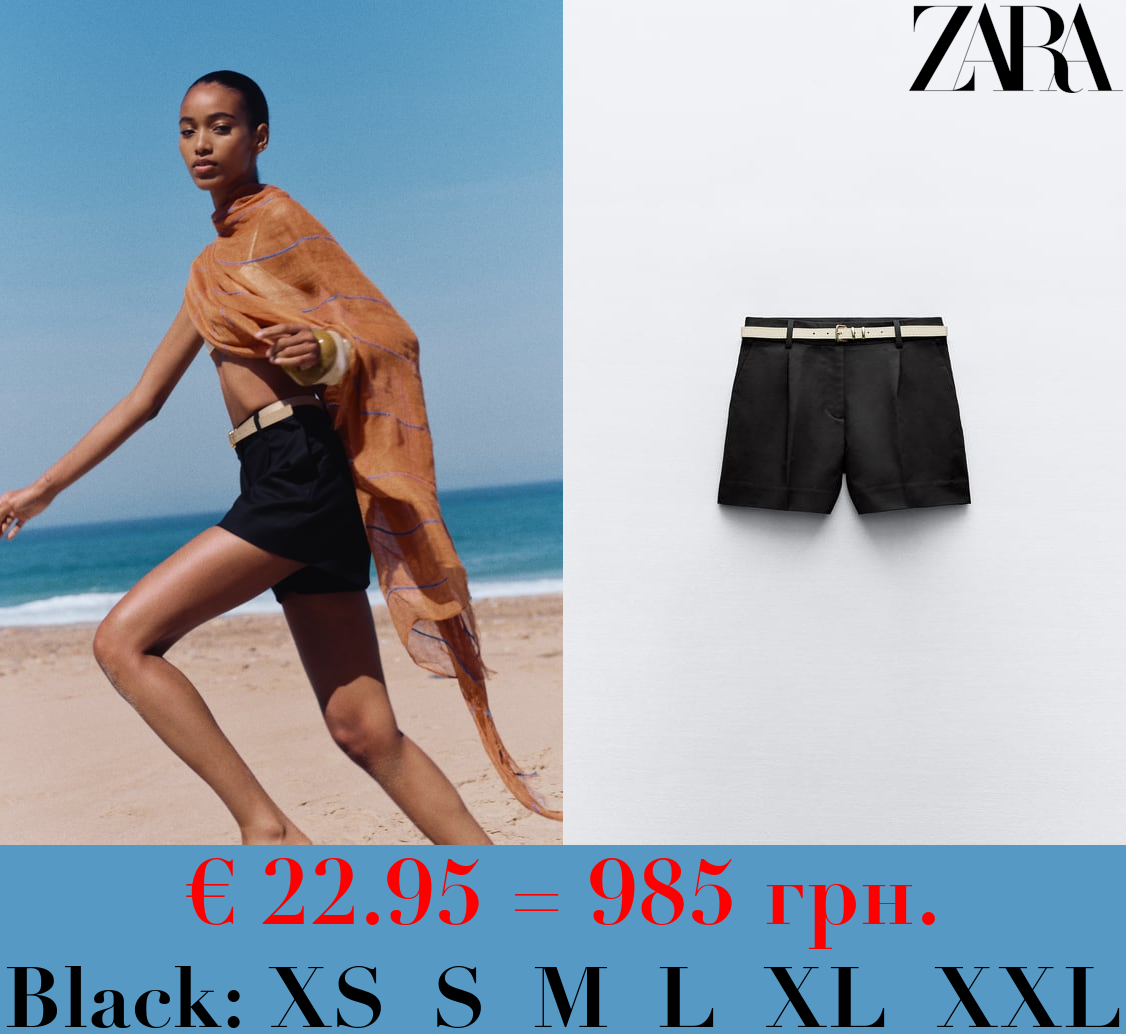 DARTED BERMUDA SHORTS WITH BELT