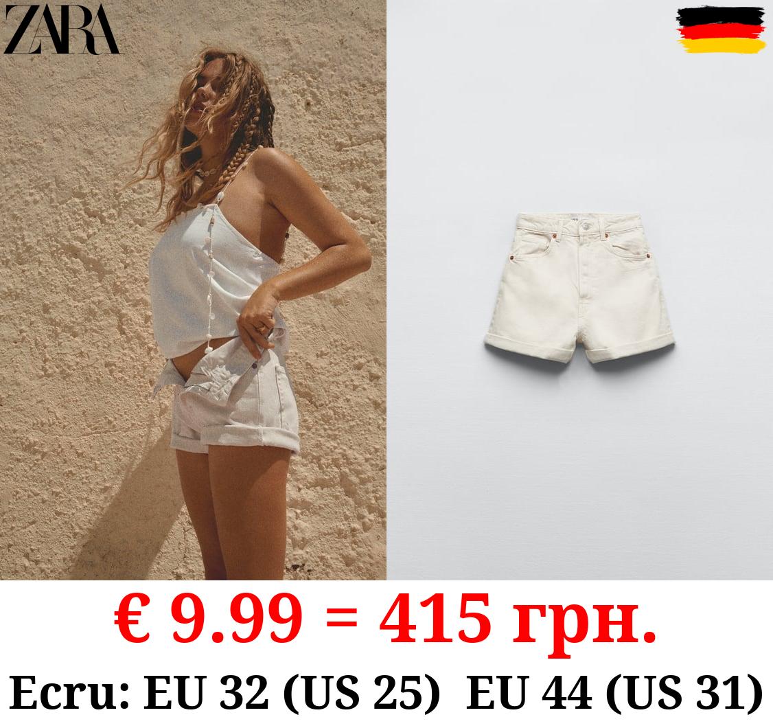 TRF HIGH-RISE MOM FIT DENIM BERMUDA SHORTS