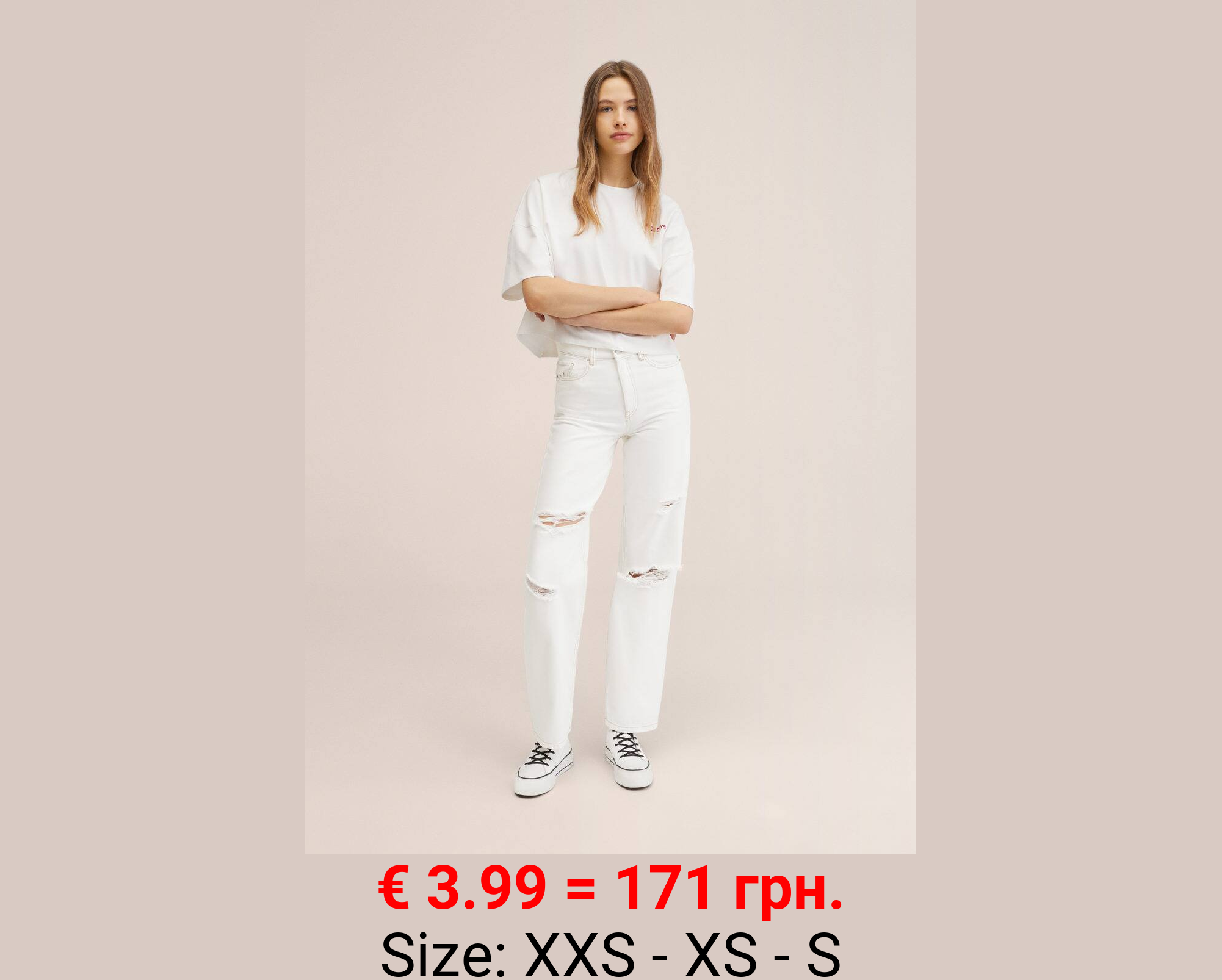 Jeans wideleg rotos decorativos