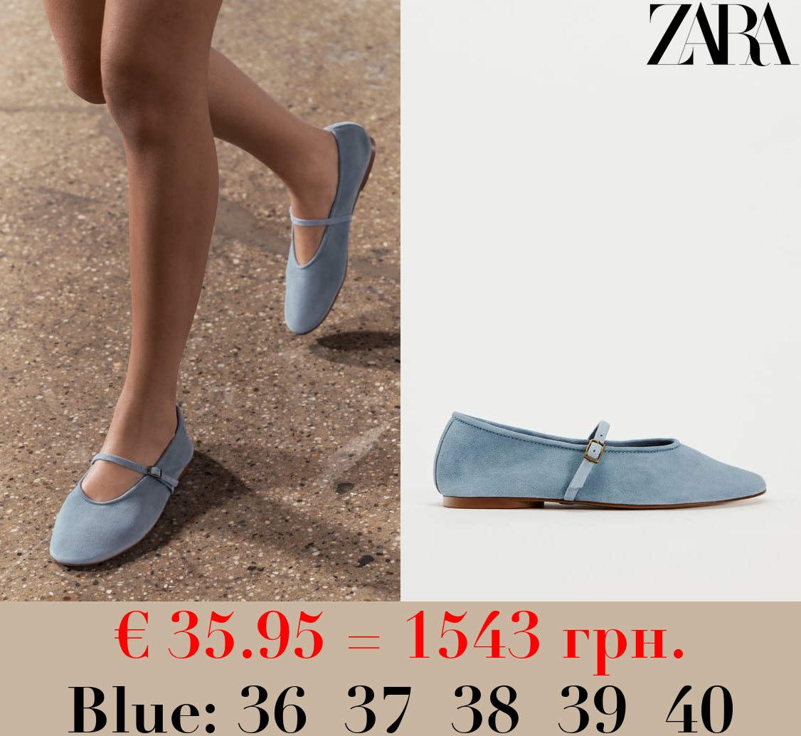 SOFT SUEDE BALLET FLATS WITH BUCKLE