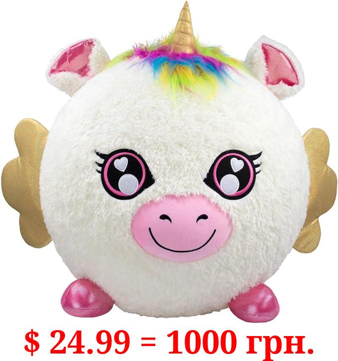 Biggies Unicorn Inflatable Plush - Fantasy Cuddly Companions, Giant Soft Squishy Toy with Pump for Ages 3-10