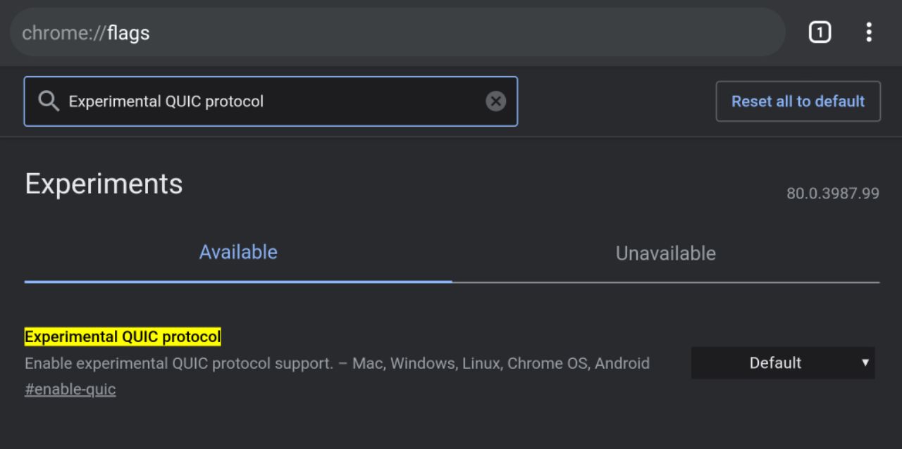 Disable quic protocol