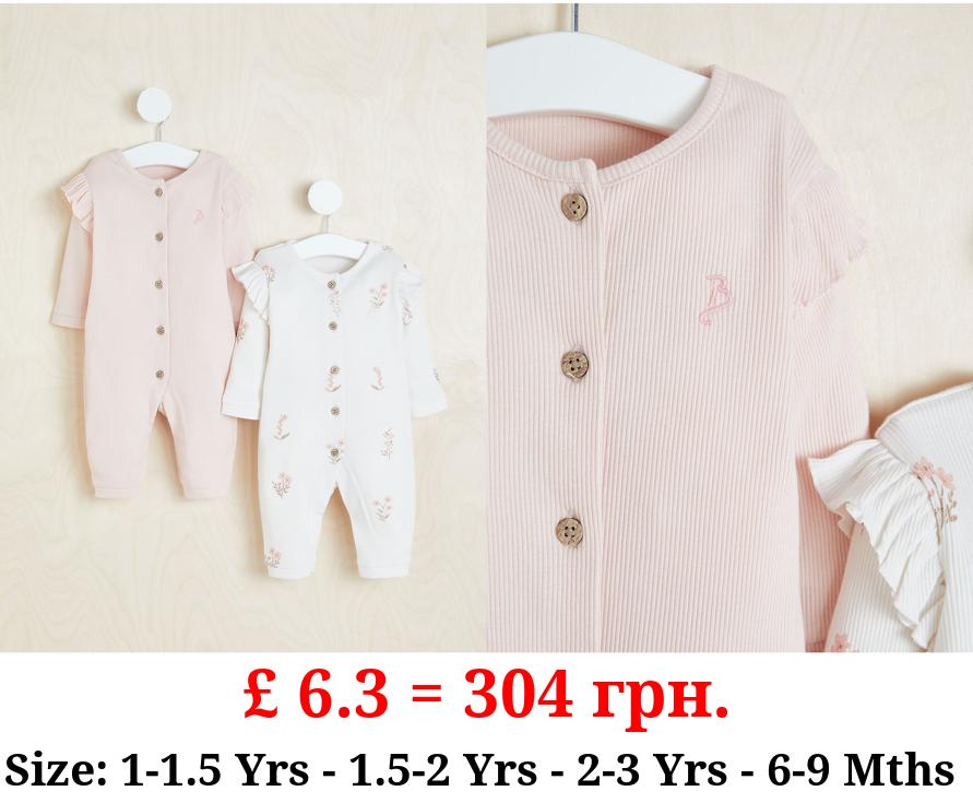 Billie Faiers Ribbed Frill All In Ones 2 Pack