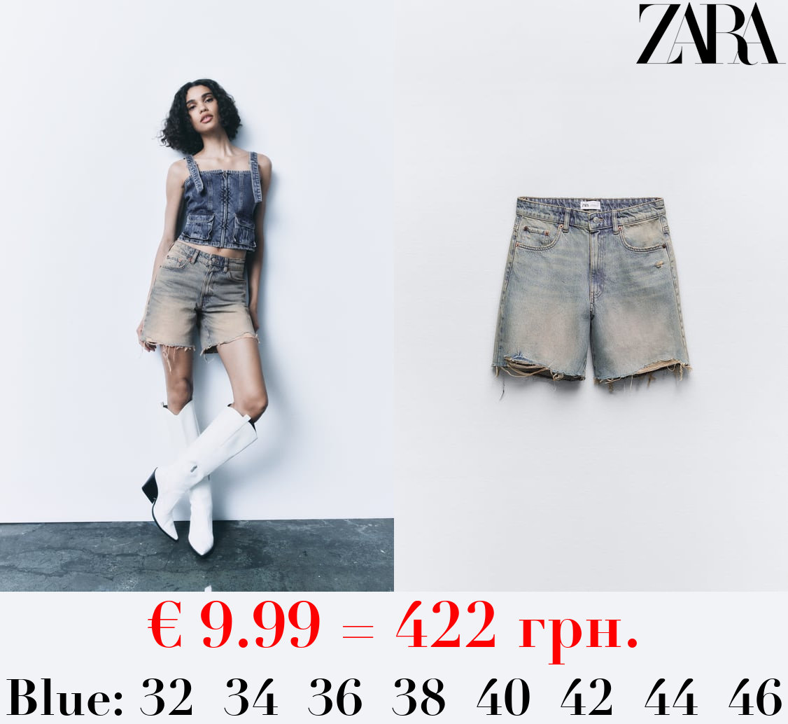 LOOSE FIT DENIM TRF BERMUDA SHORTS