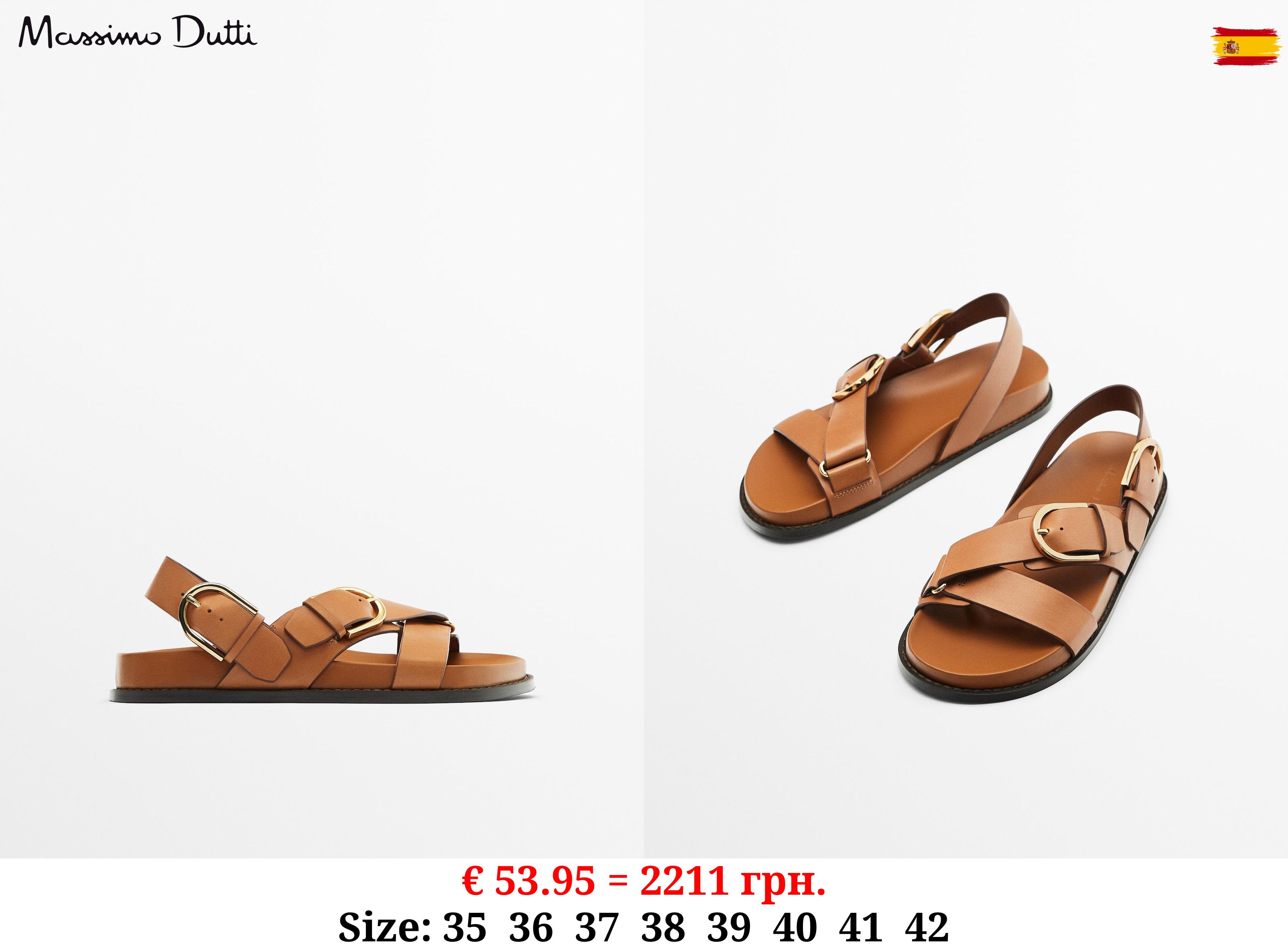 Criss-cross sandals with buckles TAN