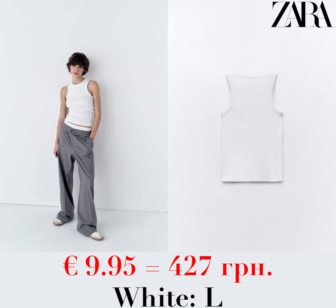 FADED-EFFECT RIB T-SHIRT