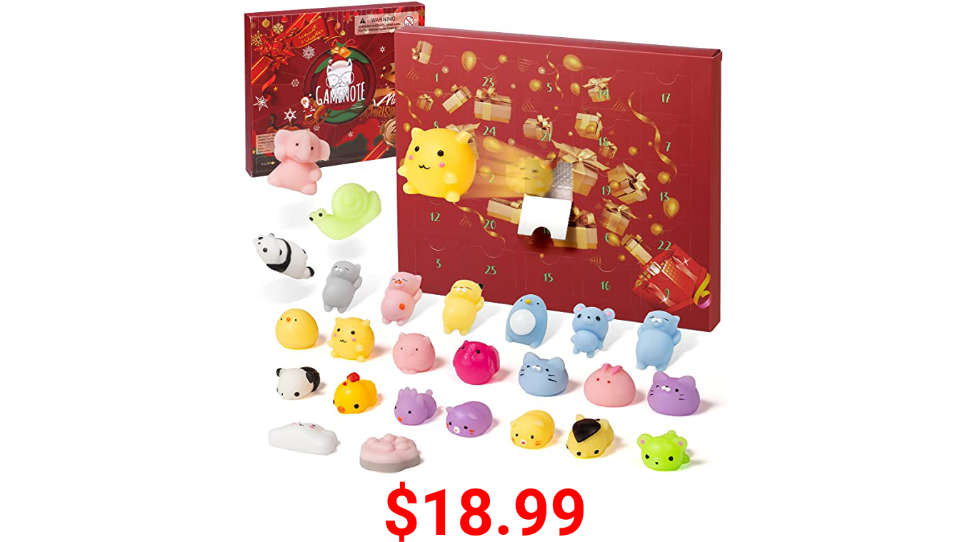 GAMENOTE Advent Calendar 2021— Animal Christmas Countdown Calendar for Kids 24 Days Surprise Toys with 24 Mochi Animal Squishy Toy