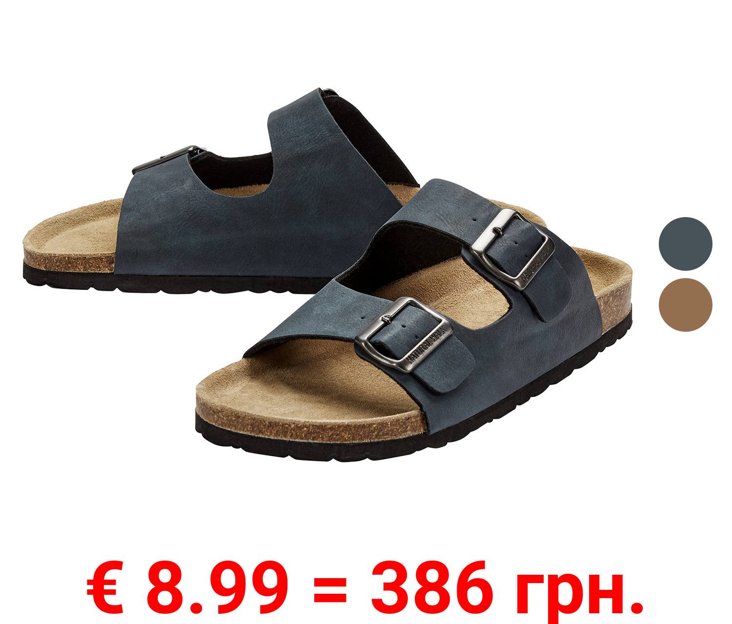 LIVERGY® Herren Pantolette Tieffußbett mit verstellbaren Schnallen