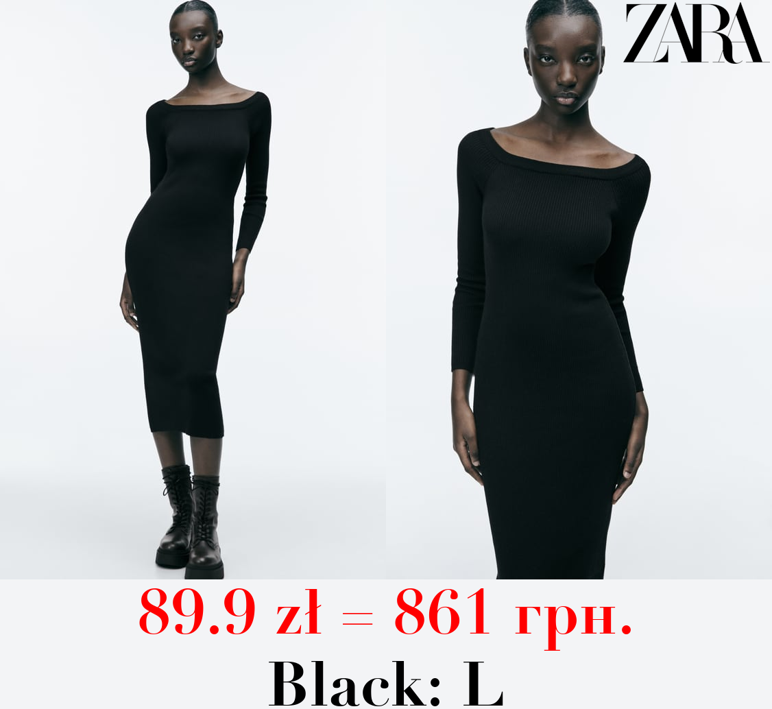 RIBBED KNIT FITTED DRESS