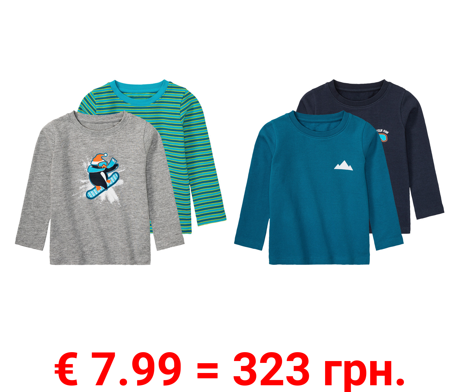 lupilu® Kleinkinder Thermo-Langarmshirts, 2 Stück, mit Print