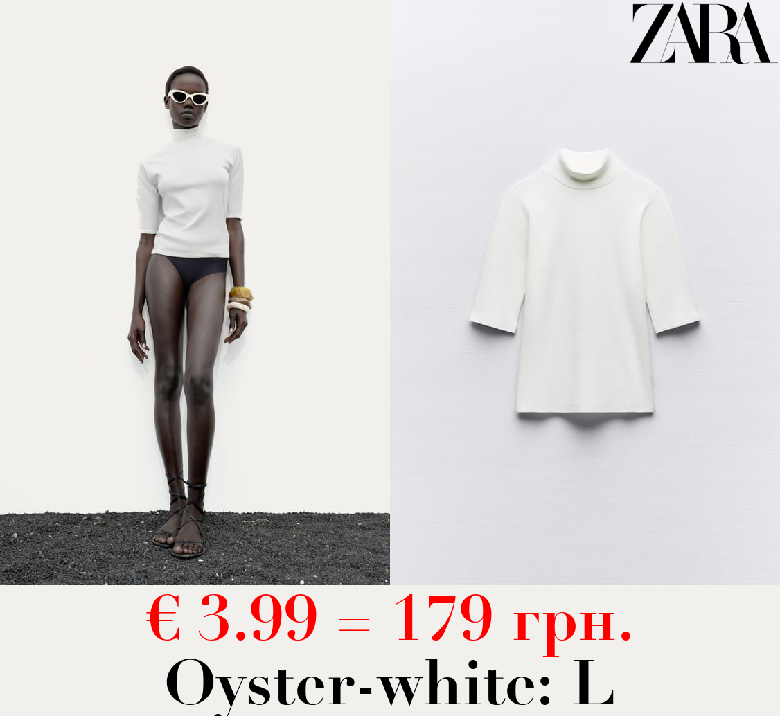 COTTON MOCK NECK T-SHIRT