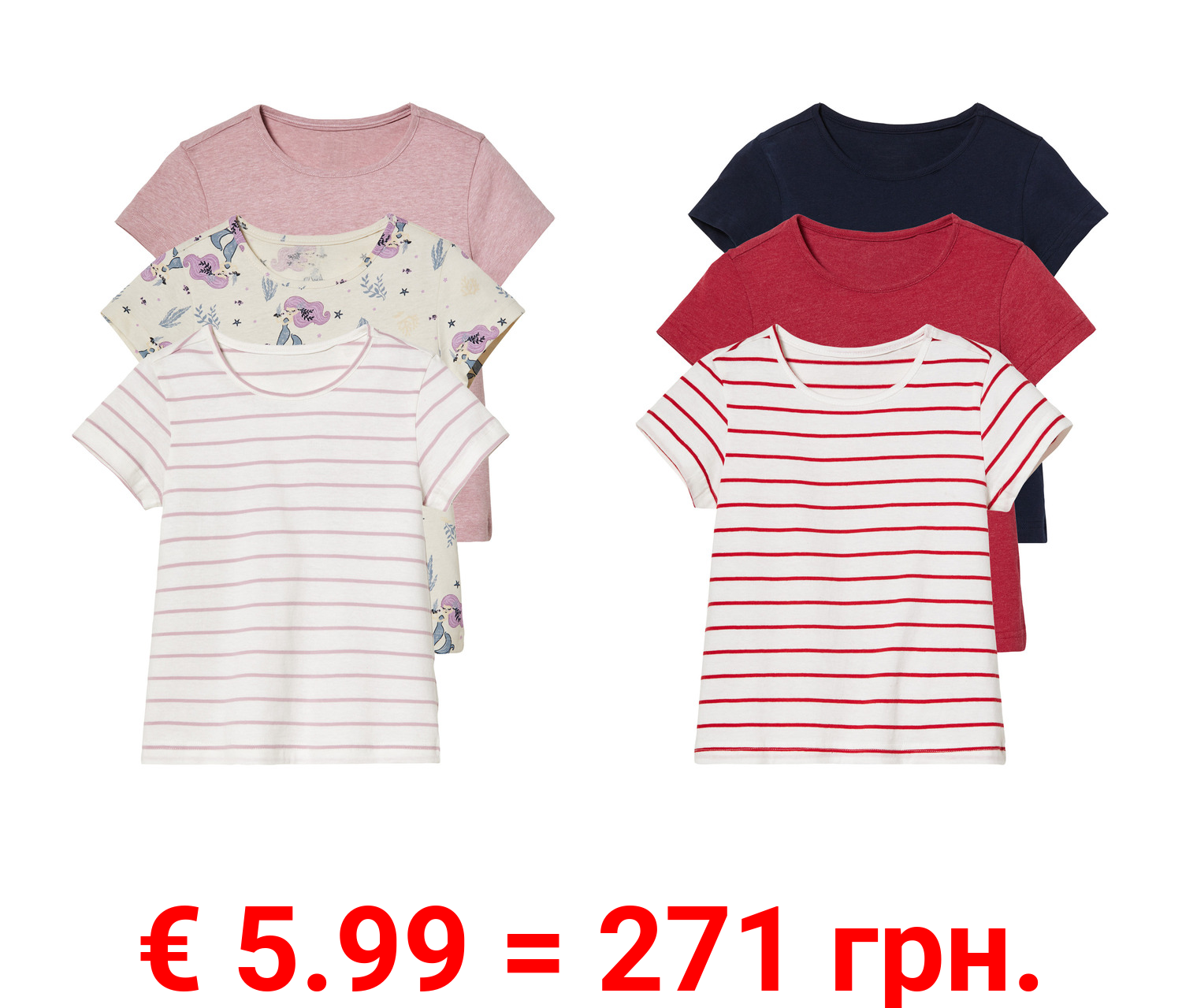 lupilu® Kleinkinder T-Shirts, 3 Stück, mit Baumwolle