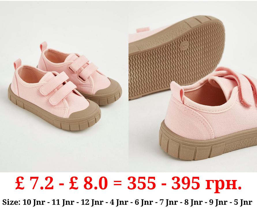 Pink Double Strap Chunky Canvas Shoes