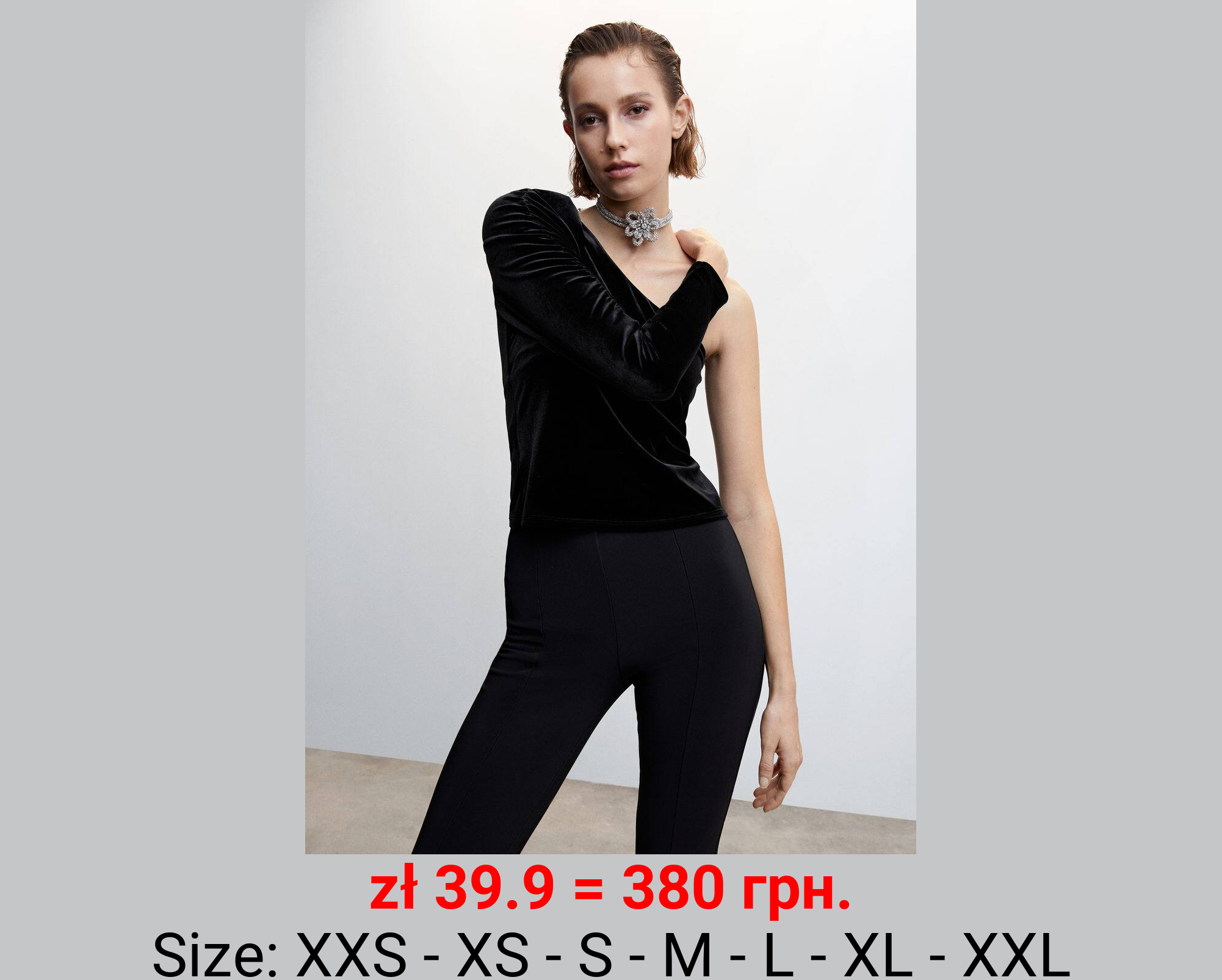 Camiseta terciopelo asimétrica