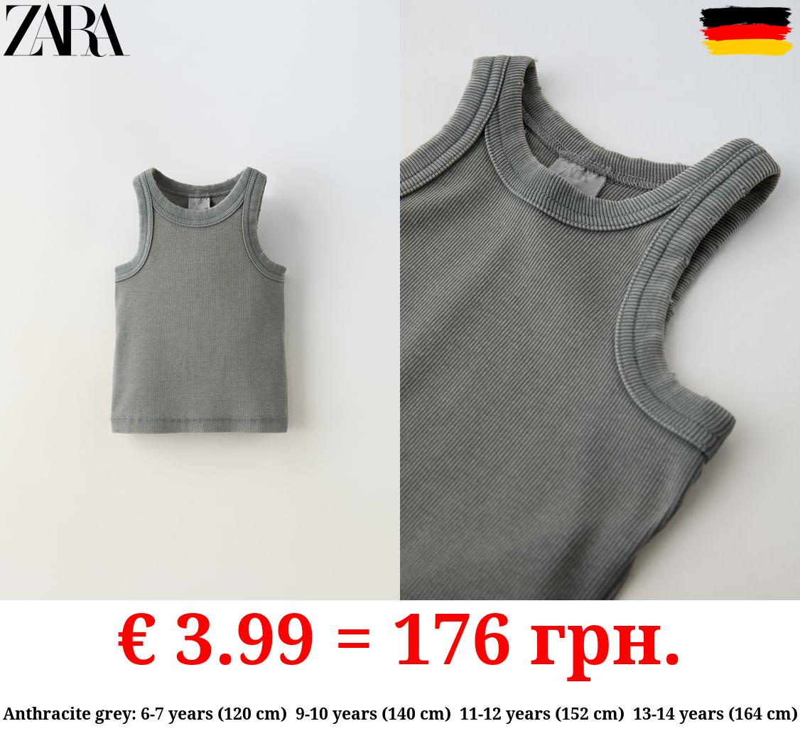 FADED-EFFECT RIB T-SHIRT