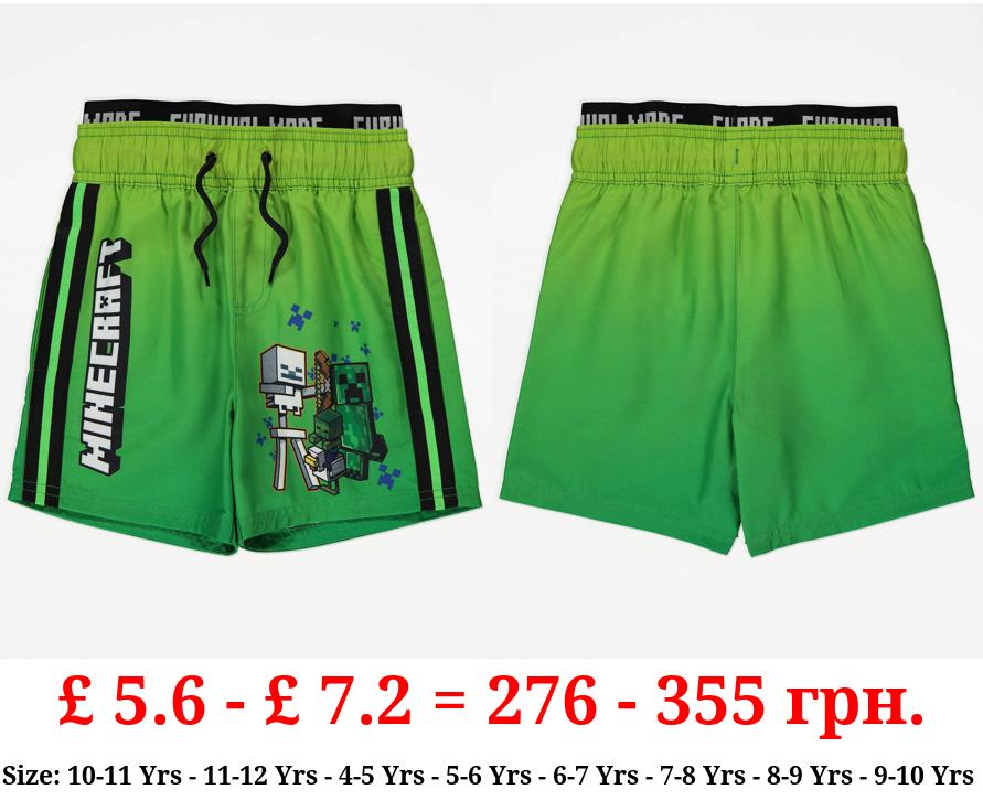 Minecraft Character Green Swim Shorts