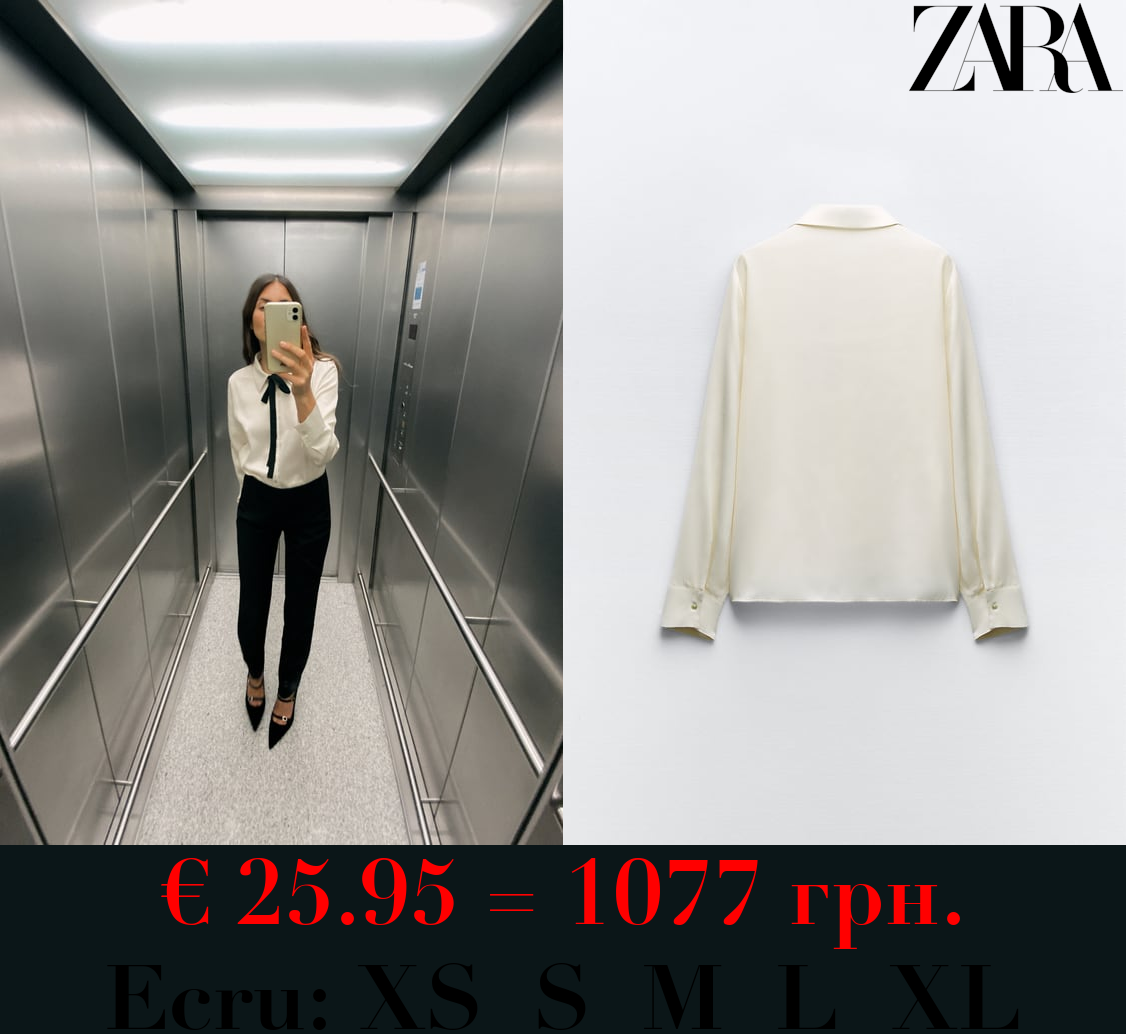 SATIN SHIRT WITH BOW