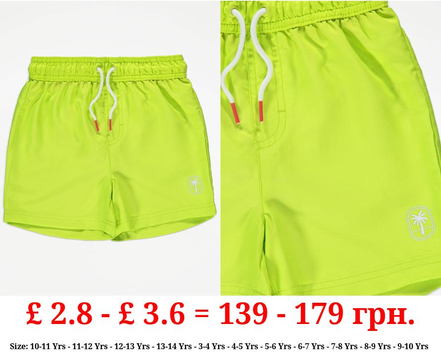Lime Green Palm Tree Swim Shorts