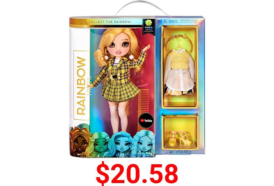Rainbow High Series 3 Sheryl Meyer Fashion Doll – Marigold (Yellow) with 2 Designer Outfits to Mix & Match with Accessories