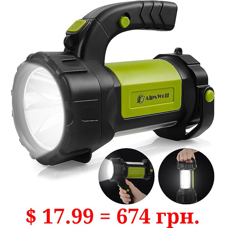 Camping Lantern Rechargeable, AlpsWolf LED Flashlight Spotlight Lantern with 800LM, 3600 Capacity Battery Powered, Portable Bright Camping Light for Emergency, Outdoor Hiking, Power Outages
