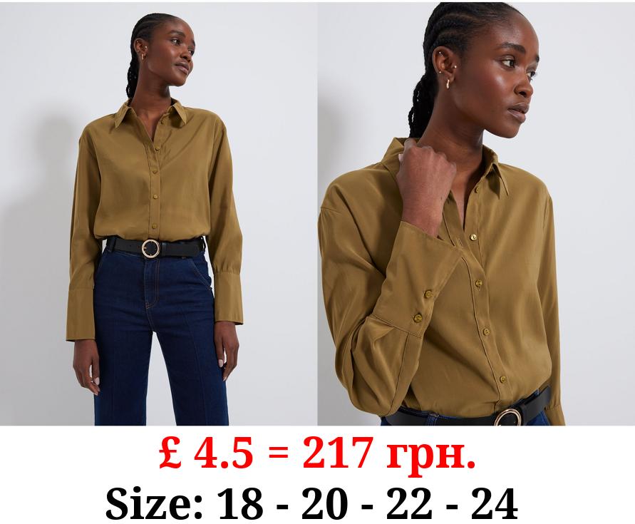 Olive Fitted Long Sleeve Shirt