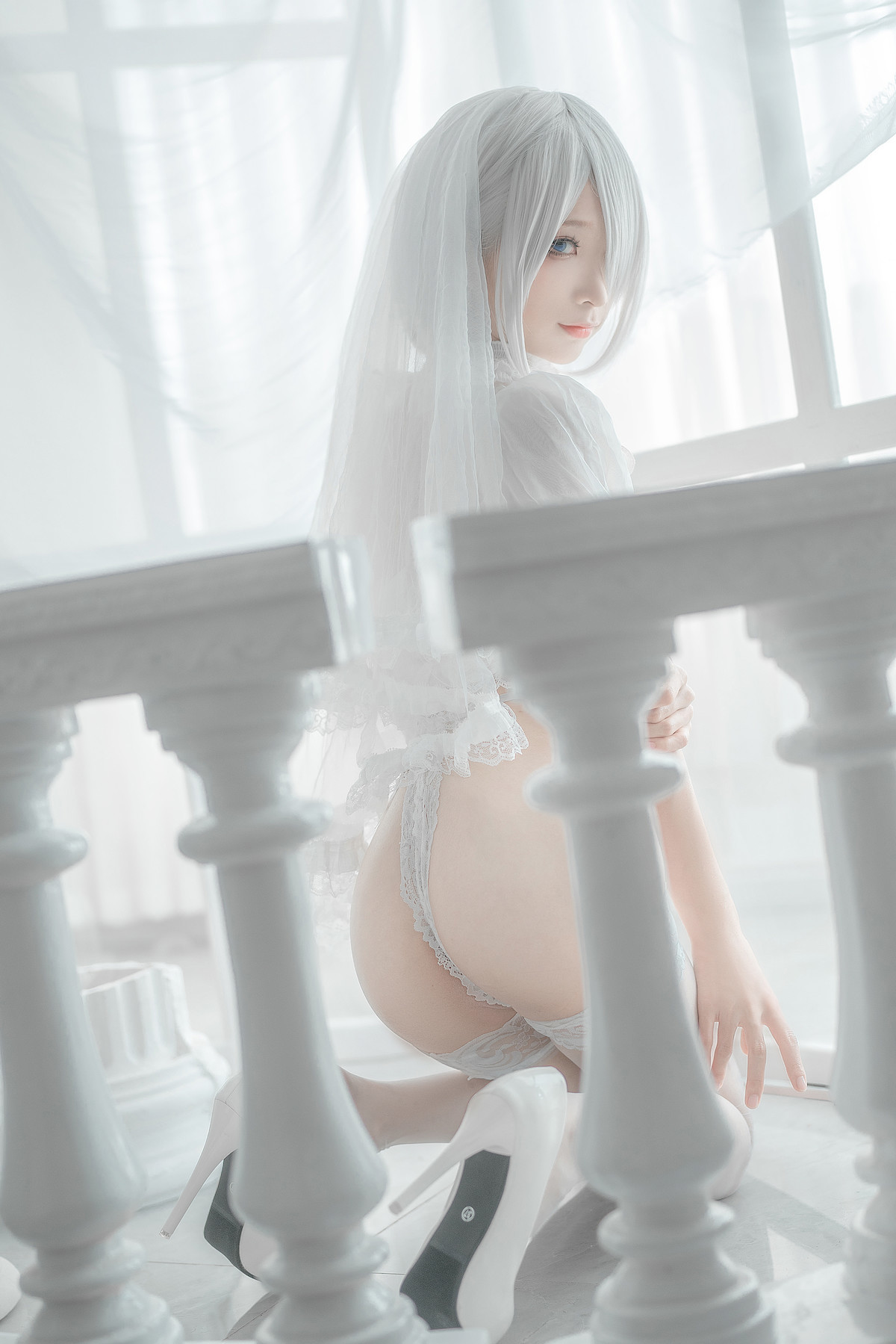 蠢沫沫 Cosplay 2B 白婚纱 35