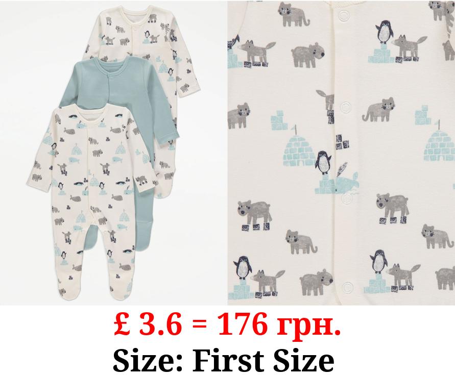 Snow Animal Sleepsuits 3 Pack