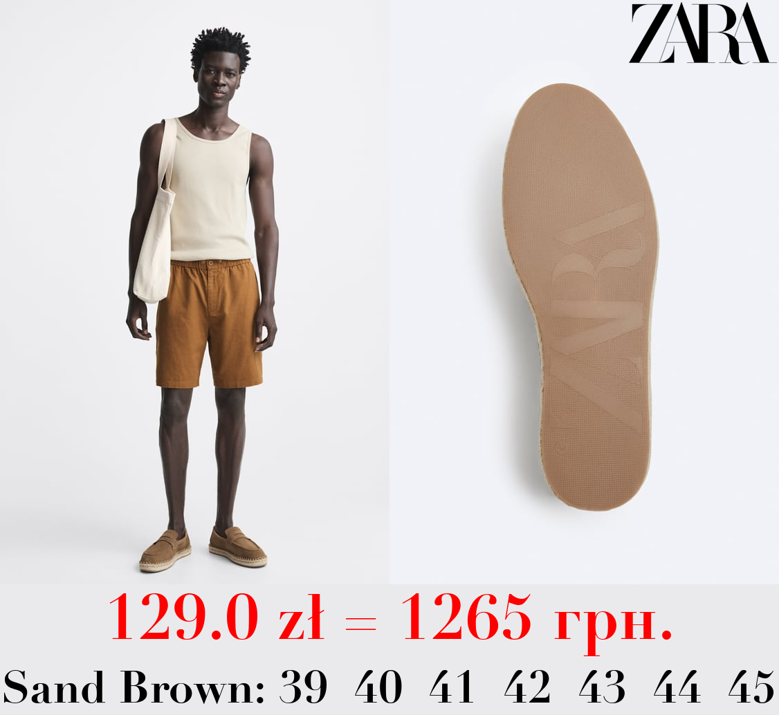 SPLIT SUEDE AND JUTE LOAFERS