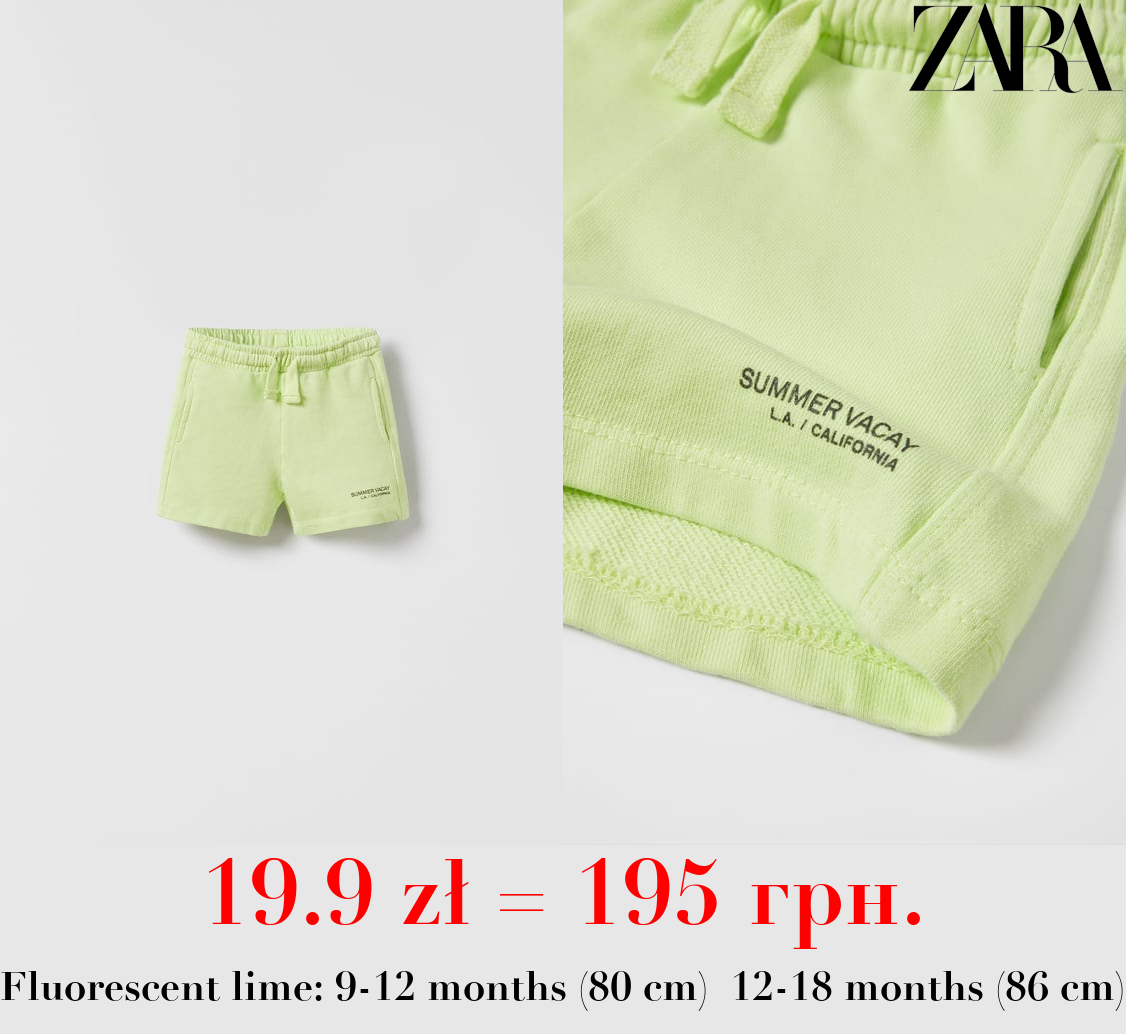 PLUSH JERSEY BERMUDAS WITH SLOGAN
