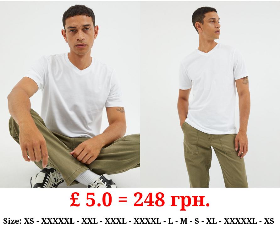 White Plain V-Neck T-Shirt