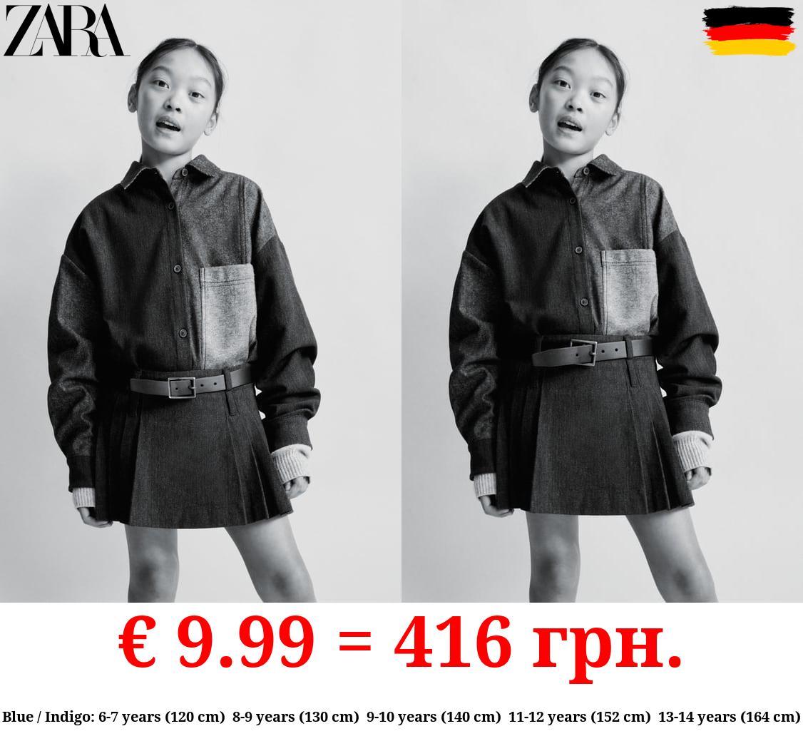 DENIM-EFFECT PATCHWORK SHIRT