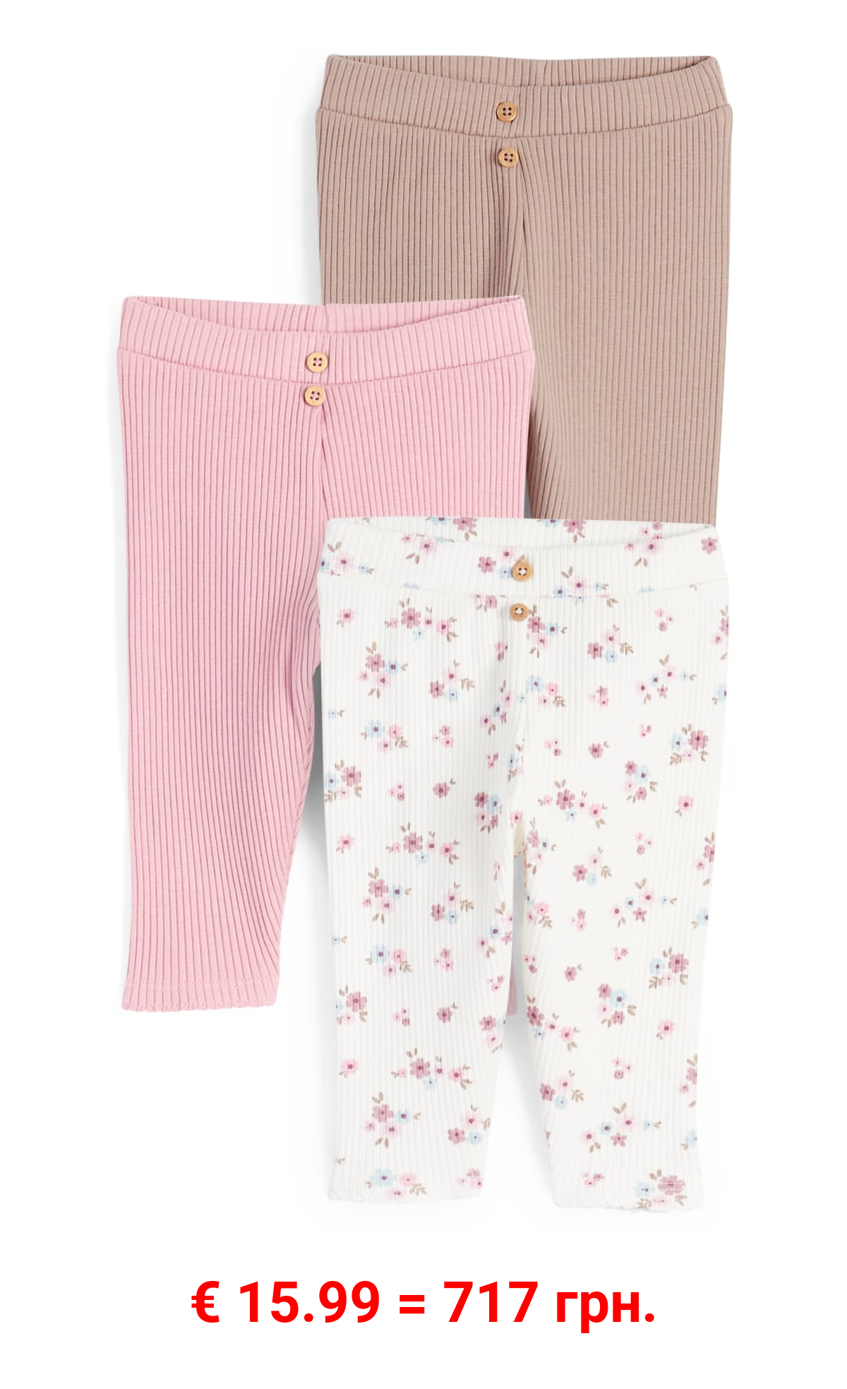 Multipack 3er - Blümchen - Baby-Leggings