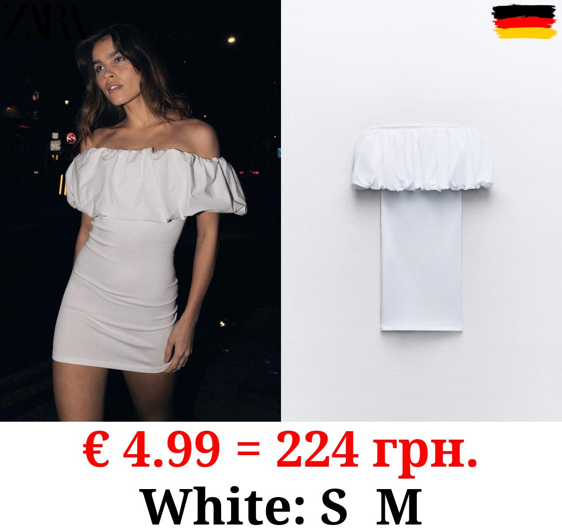 CONTRAST OFF-THE-SHOULDER DRESS