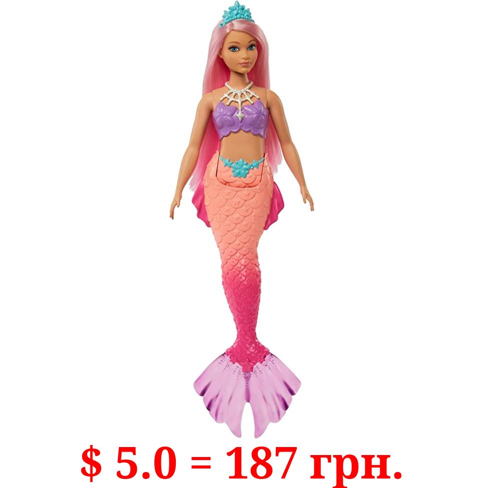 Barbie Dreamtopia Mermaid Doll (Curvy, Pink Hair) with Pink Ombre Mermaid Tail and Tiara, Toy for Kids Ages 3 Years Old and Up