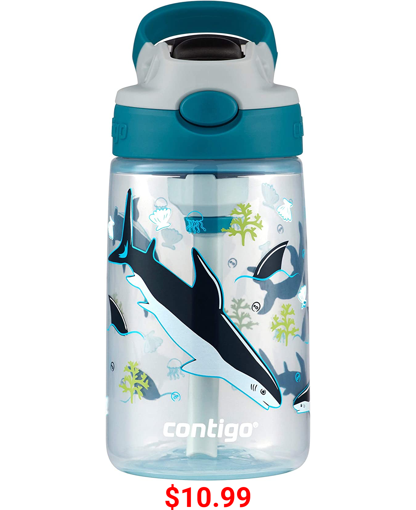 Contigo Kids Water Bottle with Redesigned AUTOSPOUT Straw, 14 oz., Shark