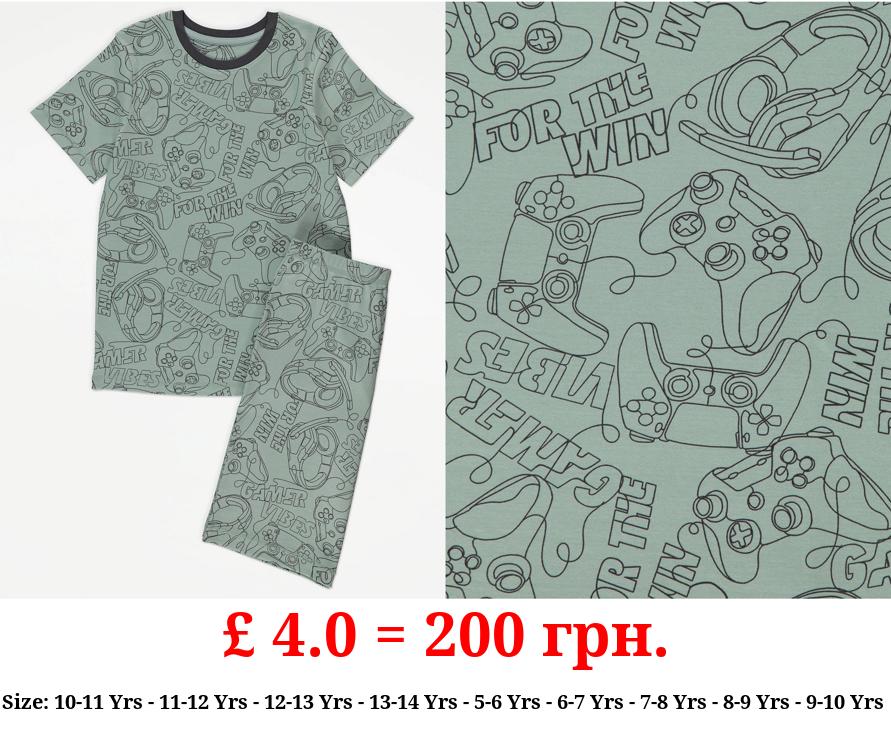 Sage Green Gamer Short Pyjamas Gift Set