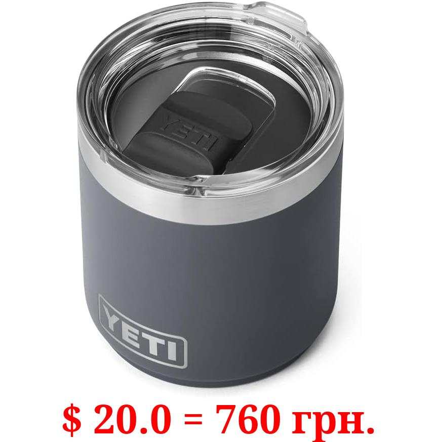 YETI Rambler 10 oz Stackable Lowball 2.0, Vacuum Insulated, Stainless Steel with MagSlider Lid, Charcoal